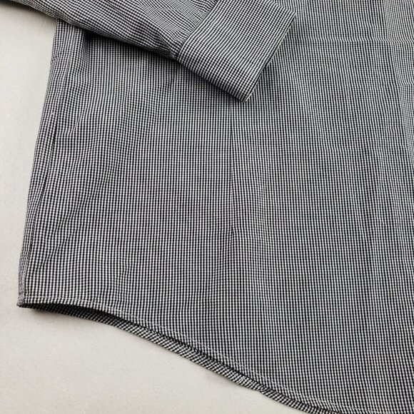 Ted Baker London Button Up Shirt Mens US XXL 6 Black Checker Long Sleeve Collar - Picture 7 of 11